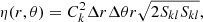 $$ \begin{aligned} \eta (r,\theta ) = C_k ^2 \Delta r \Delta \theta r \sqrt{2S_{kl} S_{kl}}, \end{aligned} $$
