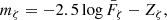 $$ \begin{aligned} m_\zeta = -2.5 \log \bar{F}_{\zeta } - Z_\zeta , \end{aligned} $$