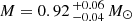 $ M = 0.92\,^{+0.06}_{-0.04}\,M_\odot $