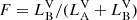 $ F = L^{\mathrm{V}}_{\mathrm{B}}/(L_{\mathrm{A}}^{\mathrm{V}} + L_{\mathrm{B}}^{\mathrm{V}}) $