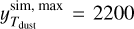 $y_{{T_{{\rm{dust}}}}}^{{\rm{sim,max}}} = 2200$