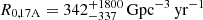 $ R_{\mathrm{0,17A}}=342_{-337}^{+1800}\,\mathrm{Gpc^{-3}\,yr^{-1}} $