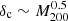 $ \delta_{\mathrm{c}} \sim M_{200}^{0.5} $