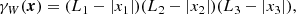 $$ \begin{aligned} \gamma _{W}(\boldsymbol{x}) = (L_1-|x_1|)(L_2-|x_2|)(L_3-|x_3|), \end{aligned} $$