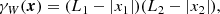 $$ \begin{aligned} \gamma _{W}(\boldsymbol{x})= (L_1-|x_1|)(L_2-|x_2|), \end{aligned} $$