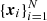$ \{{\boldsymbol{x}}_i\}_{i=1}^N $
