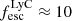 $ f_{\text{esc}}^{\mathrm{LyC}} \approx 10 $