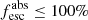 $ f_{\text{esc}}^{\text{abs}} \leq 100\% $