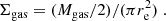 $$ \begin{aligned} \Sigma _{\rm gas} = (M_{\rm gas}/2)/(\pi r_{\rm e}^2) \; . \end{aligned} $$