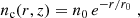$$ \begin{aligned} n_{\rm c}(r,z) = n_0 \, e^{-r/r_0} \; , \end{aligned} $$