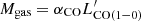 $ M_{\rm gas}=\alpha_{\rm CO} L^\prime_{\rm CO(1-0)} $