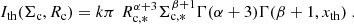 $$ \begin{aligned} I_{\mathrm{th}}(\Sigma _{\rm c},R_{\rm c})=k\pi \,\,R_{\mathrm{c},*}^{\alpha +3}\Sigma _{\mathrm{c},*}^{\beta +1}\Gamma (\alpha +3)\Gamma (\beta +1, x_{\mathrm{th}}) \; . \end{aligned} $$