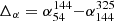 $ \Delta_{\alpha} = \alpha_{54}^{144}{-}\alpha_{144}^{325} $