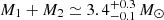 $ M_{1}+M_{2} \simeq 3.4_{-0.1}^{+0.3}\,M_{\odot} $