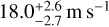 $18.0_{ - 2.7}^{ + 2.6}{\rm{m}}\,{{\rm{s}}^{ - 1}}$