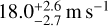 $18.0_{ - 2.7}^{ + 2.6}{\rm{m}}\,{{\rm{s}}^{ - 1}}$