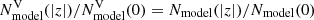$ N^\mathrm{V}_\mathrm{model}(|z|)/N^\mathrm{V}_\mathrm{model}(0) = N_\mathrm{model}(|z|)/N_\mathrm{model}(0) $