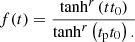 $$ \begin{aligned}&f(t) = \frac{\tanh ^{r} \left( {t}{t_0} \right)}{\tanh ^{r} \left( {t_\mathrm{p} }{t_0} \right).} \end{aligned} $$