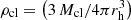 $ \rho_{\mathrm{cl}} = \left(3\,M_{\mathrm{cl}}/4\pi r_{\mathrm{h}}^{3}\right) $