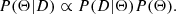 $$ \begin{aligned} P(\Theta |D)\propto P(D|\Theta )P(\Theta ). \end{aligned} $$