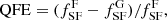 $$ \begin{aligned} \mathrm{QFE} = (f^\mathrm{F} _\mathrm{SF} - f^\mathrm{G} _\mathrm{SF} ) / f^\mathrm{F} _\mathrm{SF} , \end{aligned} $$