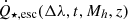 $ \dot{Q}_{\star,\mathrm{esc}}(\Delta\lambda,t,M_h,z) $