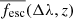 $ \overline{f_{\mathrm{esc}}}(\Delta\lambda, z) $