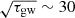 $ \sqrt{\tau_{\mathrm{gw}}}\sim 30 $
