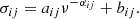 $$ \begin{aligned} \sigma _{ij} = a_{ij} \nu ^{-\alpha _{ij}} + b_{ij}. \end{aligned} $$