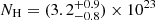 $ N_{\mathrm{H}} = (3.2_{-0.8}^{+0.9})\times 10^{23} $
