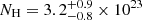 $ N_{\mathrm{H}} = 3.2^{+0.9}_{-0.8}\times 10^{23} $