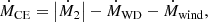 $$ \begin{aligned} \dot{M}_{\mathrm{CE} } = \left| \dot{M}_2 \right| - \dot{M}_{\rm WD} - \dot{M}_{\rm wind}, \end{aligned} $$