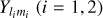 ${Y_{{l_i}{m_i}}}\left( {i = 1,2} \right)$