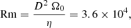 $$ \begin{aligned} \mathrm{Rm} = \frac{D^2 \ \Omega _0}{\eta } = 3.6 \times 10^{4}, \end{aligned} $$