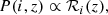$$ \begin{aligned} P(i,z) \propto \mathcal{R} _i(z), \end{aligned} $$