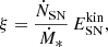 $$ \begin{aligned} \xi =\frac{\dot{N}_{\rm SN}}{\dot{M}_*}\,E^\mathrm{kin}_{\rm SN}, \end{aligned} $$