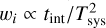 ${w_i} \propto {t_{{\mathop{\rm int}} }}{\rm{/}}T_{{\rm{sys}}}^2$