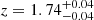 $ z=1.74_{-0.04}^{+0.04} $