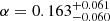 $ \alpha=0.163^{+0.061}_{-0.060} $