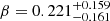 $ \beta=0.221^{+0.159}_{-0.161} $