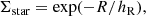 $$ \begin{aligned} \Sigma _{\mathrm{star} } = {\exp }(-R/h_{\rm R}), \end{aligned} $$