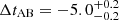$ \Delta t_{\mathrm{AB}} = -5.0^{+0.2}_{-0.2} $