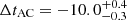 $ \Delta t_{\mathrm{AC}} = -10.0^{+0.4}_{-0.3} $