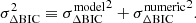$$ \begin{aligned} \sigma _{\Delta \mathrm{BIC}}^2 \equiv {\sigma ^\mathrm{model}_{\Delta \mathrm{BIC}}}^2 + {\sigma ^\mathrm{numeric}_{\Delta \mathrm{BIC}}}^2. \end{aligned} $$