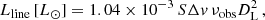 $$ \begin{aligned}&L_{\rm line}\,[L_{\odot }] = 1.04\times 10^{-3}\,S\Delta { v}\,\nu _{\rm obs}D_{\rm L}^2\,, \end{aligned} $$