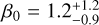 ${\beta _0} = 1.2_{ - 0.9}^{ + 1.2}$