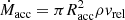 $$ \begin{aligned} \dot{M}_\mathrm{acc} =\pi R_\mathrm{acc} ^{2} \rho { v}_{\mathrm{rel} } \end{aligned} $$