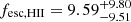 $ f_{\mathrm{esc,HII}}=9.59_{-9.51}^{+9.80} $
