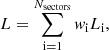 $$ \begin{aligned} L= \sum _{\rm i=1}^{N_{\rm sectors}} { w}_{\rm i} L_{\rm i}, \end{aligned} $$