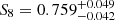 $ S_8=0.759^{+0.049}_{-0.042} $